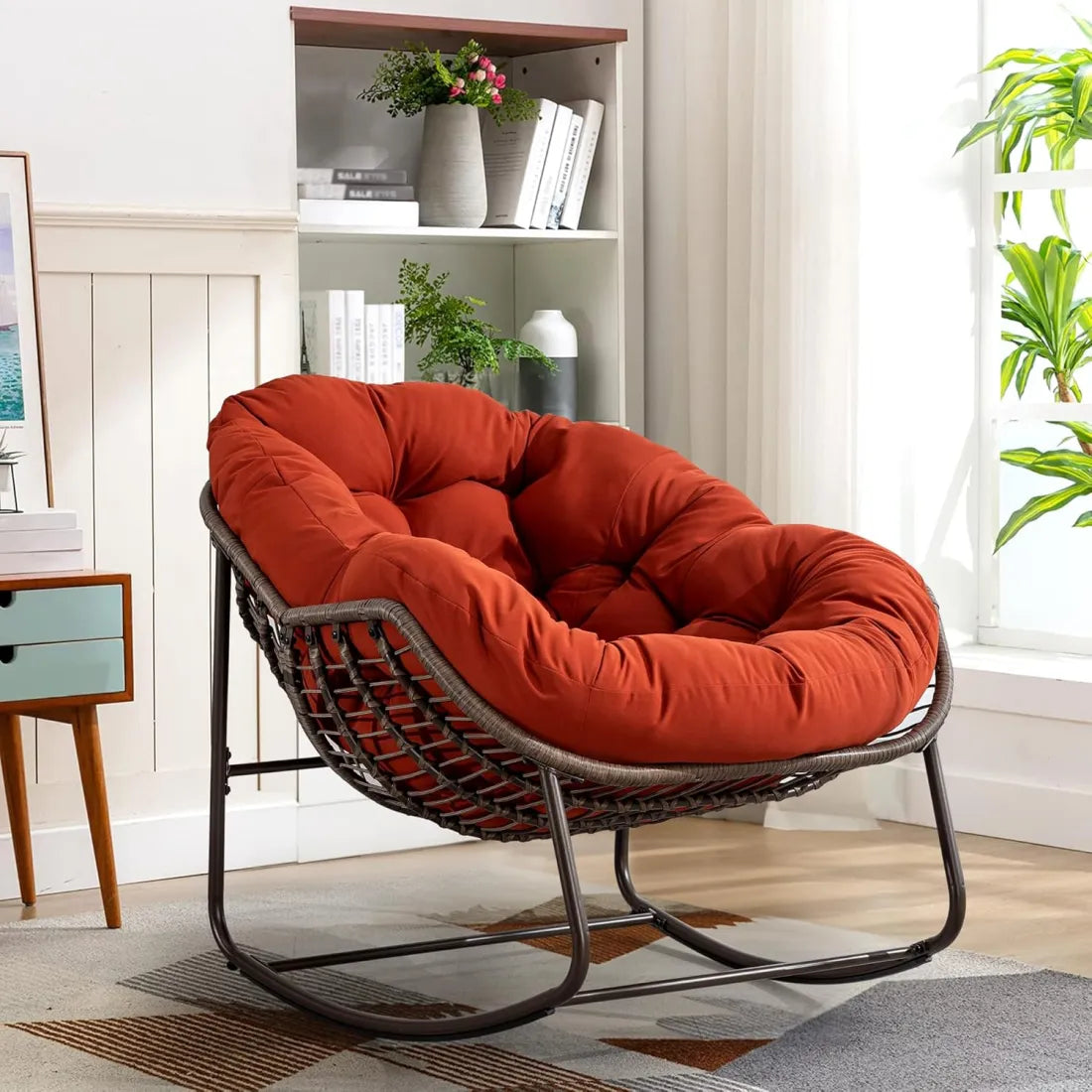 Cozy Rocking Egg Chair – Extra Wide Deep Seat for Napping & Lounging